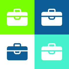 Briefcase Flat four color minimal icon set