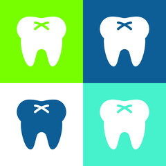 Big Tooth Flat four color minimal icon set