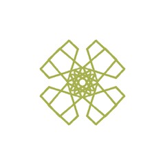 geometric square and round mandala green raster illustration background texture and pattern