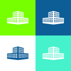 Naklejka premium Big Building Flat four color minimal icon set