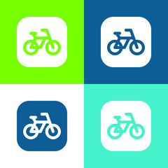 Bicycle Flat four color minimal icon set