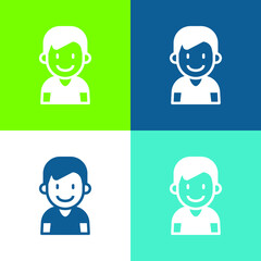 Boy Flat four color minimal icon set