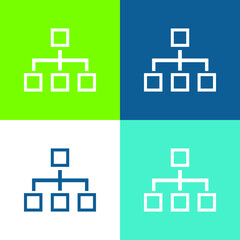 Obraz premium Block Scheme Of Four Squares Outlines Flat four color minimal icon set