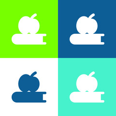Book And Apple Flat four color minimal icon set