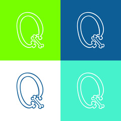 Bones Outline Of Letter Q Flat four color minimal icon set