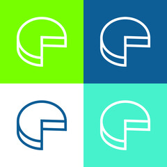 3d Pie Graphic Without Quarter Part Outline Symbol Flat four color minimal icon set