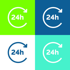 24 Hours Flat four color minimal icon set