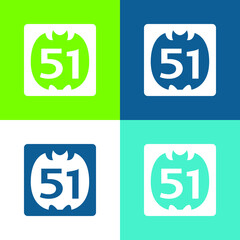 51 On Social Logo Flat four color minimal icon set