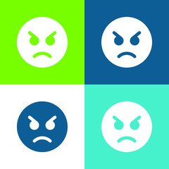 Angry Flat four color minimal icon set