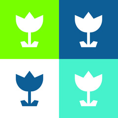Angular Flower Flat four color minimal icon set