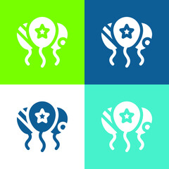 Balloons Flat four color minimal icon set