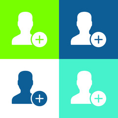 Add User Flat four color minimal icon set