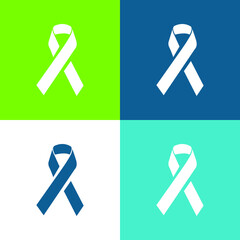 Awareness Ribbon Flat four color minimal icon set