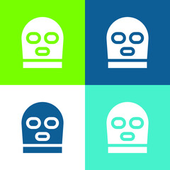 Balaclava Flat four color minimal icon set