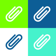 Attach Flat four color minimal icon set