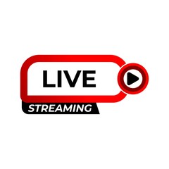 Live Stream sign. Red symbol, button of live streaming, broadcasting, online stream emblem. For tv, shows, and social media live performances