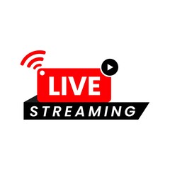 Vector live stream icon flat style with play button isolated on transparent background for blog, player, broadcast, website, online radio, media labels, logo. Live stream.
