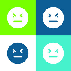 Bad Emoticon Square Face Flat four color minimal icon set