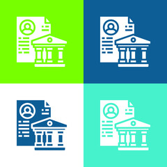 Bank Flat four color minimal icon set