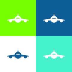 Airplane Frontal View Flat four color minimal icon set