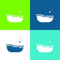 Baby Tub Flat four color minimal icon set