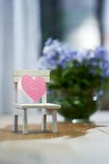 heart shape greeting card  and vase with flower
