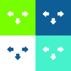 Arrows Flat four color minimal icon set