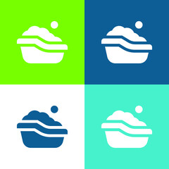 Baby Bath Tub Flat four color minimal icon set