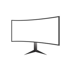 Realistic black modern thin frame display computer monitor vector illustration.