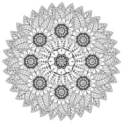 Mehndi flower for henna, mehndi, tattoo, decoration. decorative ornament in ethnic oriental style. doodle ornament. coloring book page.