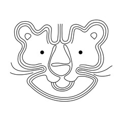 Funny tiger face in one line. Year of the tiger cute face of a predatory cat. 2022 new year