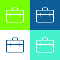 Briefcase Flat four color minimal icon set