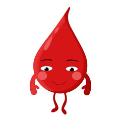 A cute drop of blood with legs and arms. Character for medical applications and websites, booklets, posters.
Blood donor day.