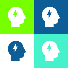 Fototapeta premium Brainstorm Flat four color minimal icon set