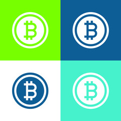 Bitcoin Flat four color minimal icon set