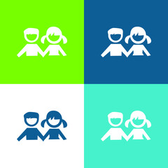 Boy And Girl Students Flat four color minimal icon set