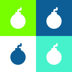 Bomb Flat four color minimal icon set