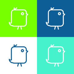 Bird Of Cute Rounded Rectangular Shape Flat four color minimal icon set