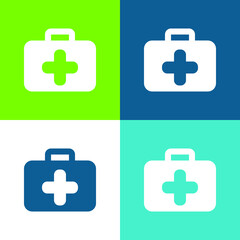 Obraz premium Briefcase Flat four color minimal icon set