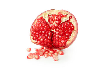 Ripe fresh pomegranate isolated on white background