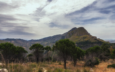 Mountains in the Coastal Region of Sicily in Italy Europe in Spring