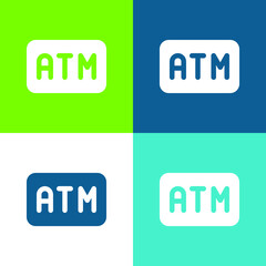 Atm Machine Flat four color minimal icon set