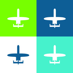 Airplane Of Small Size Flat four color minimal icon set