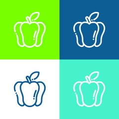 Bell Pepper Flat four color minimal icon set