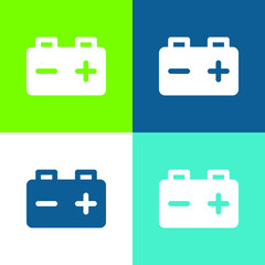 Battery Flat four color minimal icon set