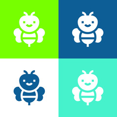 Bee Flat four color minimal icon set