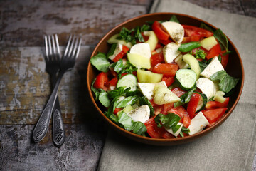 Healthy fresh salad bowl. Keto diet salad.