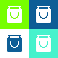 Bag Flat four color minimal icon set