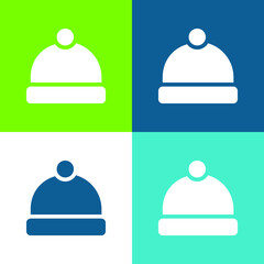 Beanie Flat four color minimal icon set
