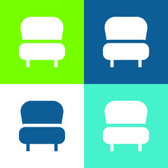 Armchair Flat four color minimal icon set